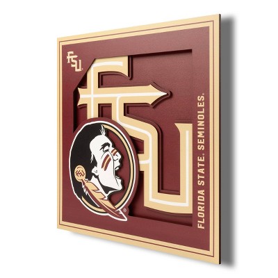 NCAA Florida State Seminoles 3D Logo Series Wall Art - 12"x12"