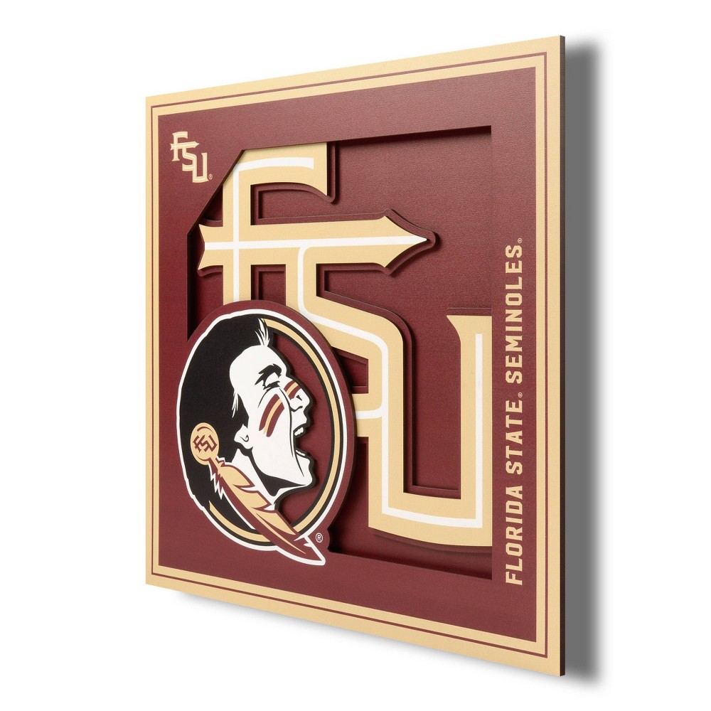 Photos - Other interior and decor NCAA Florida State Seminoles 3D Logo Series Wall Art - 12"x12"