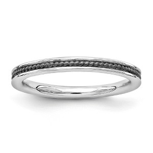 Black Bow Jewelry 2.25mm Sterling Silver Stackable Black Ruthenium Plated Channeled Band - 1 of 4