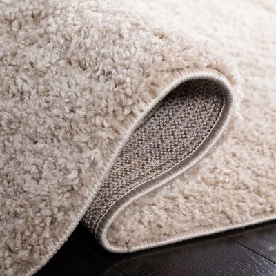 Beige 3' x 5' Synthetic Shag Area Rug