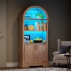 Fredees 71" Tall Arched Cabinet, Kitchen Pantry & China Cabinet, Arched Bookshelf with Open & Adjustable Shelves, Induction 3-Color Lights - 3 of 4