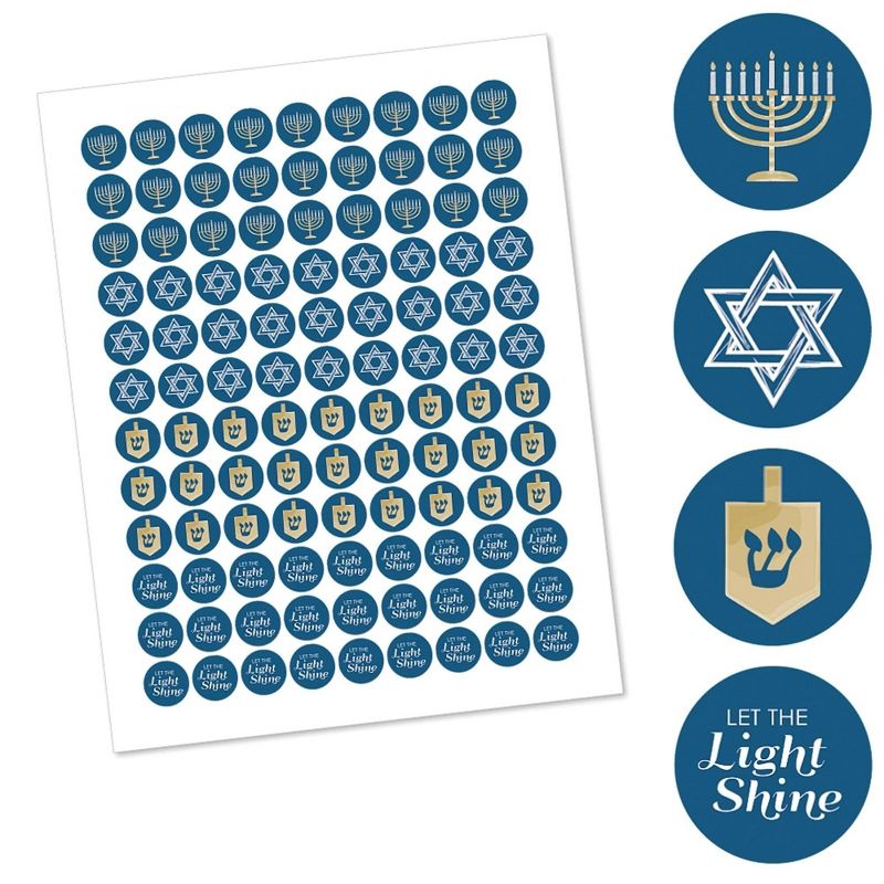 Big Dot of Happiness Happy Hanukkah - Chanukah Party Round Candy Sticker Favors - Labels Fits Chocolate Candy (1 Sheet of 108), 3 of 8