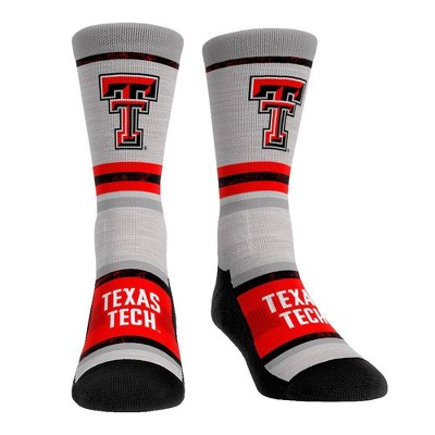 NCAA Texas Tech Red Raiders Adult Cool Gray Block Crew Socks - L/XL