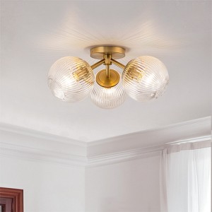LLHZSY 18 3/25" 3-Light Modern Semi Flush Mount Ceiling Lights With Glass Globe Shade-Gold/Black - 1 of 4