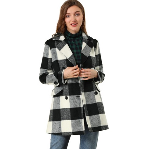 Black and white plaid winter coat sale