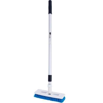 ELITRA HOME Swivel Scrub Brush with Adjustable Handle for Cleaning Floor, Tile, Kitchen, Bathroom - Blue,