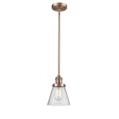 Cone - 1 Light Stem Hung Mini Pendant In Industrial Style-8 Inches Tall and 6 Inches Wide