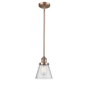 Cone - 1 Light Stem Hung Mini Pendant In Industrial Style-8 Inches Tall and 6 Inches Wide - 1 of 1
