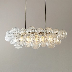 ALOADECOR Glam 5-Light 43'' Modern Dining Room Chandelier with Hand-Blown Textured Clear Glass Globes and Chrome Finish - 1 of 4