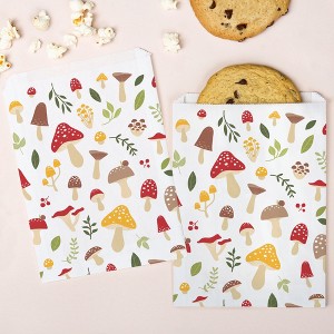 Big Dot of Happiness Wild Mushrooms Paper Treat Bags, Red Toadstool Decor, Individual Snack Favors, Greaseproof White Sandwich Cookie Bags - 25 Count - 1 of 4