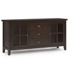 WyndenHall Large Stratford Sideboard Buffet Dark Chestnut Brown: Contemporary Style, Pine & Plywood Frame, 3 Drawers, Fixed Shelves - 2 of 4