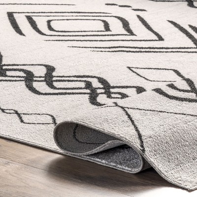 Gray Machine Washable Moroccan Runner Rug