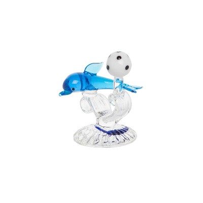 Beachcombers Playful Dolphin Mini Glass Art Figure Figurine Home Decor Beach Coastal Ocean Sea Life 1.81 X 1.81 X 2.36