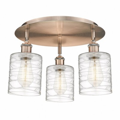 Cobbleskill - 3 Light Flush Mount In Art Deco Style-9.63 Inches Tall and 17.75 Inches Wide