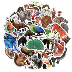 Wrapables Waterproof Vinyl Stickers for Water Bottles, Laptop, Phones, Skateboards, Decals for Teens, 80pcs, Safari Animals - 1 of 4