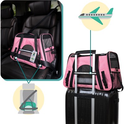Pink Soft-Sided Airline Approved Pet Carrier for Small Breeds