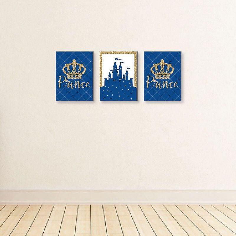 Big Dot of Happiness Royal Prince Charming - Baby Boy Nursery Wall Art and Kids Room Decorations - Gift Ideas - 7.5 x 10 inches - Set of 3 Prints, 3 of 8