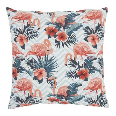 HomeRoots Pink Flamingo Chevron Throw Pillow