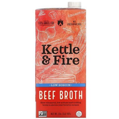 Kettle & Fire Bone Broth Non-GMO No Preservatives Low Sodium Beef 32 oz