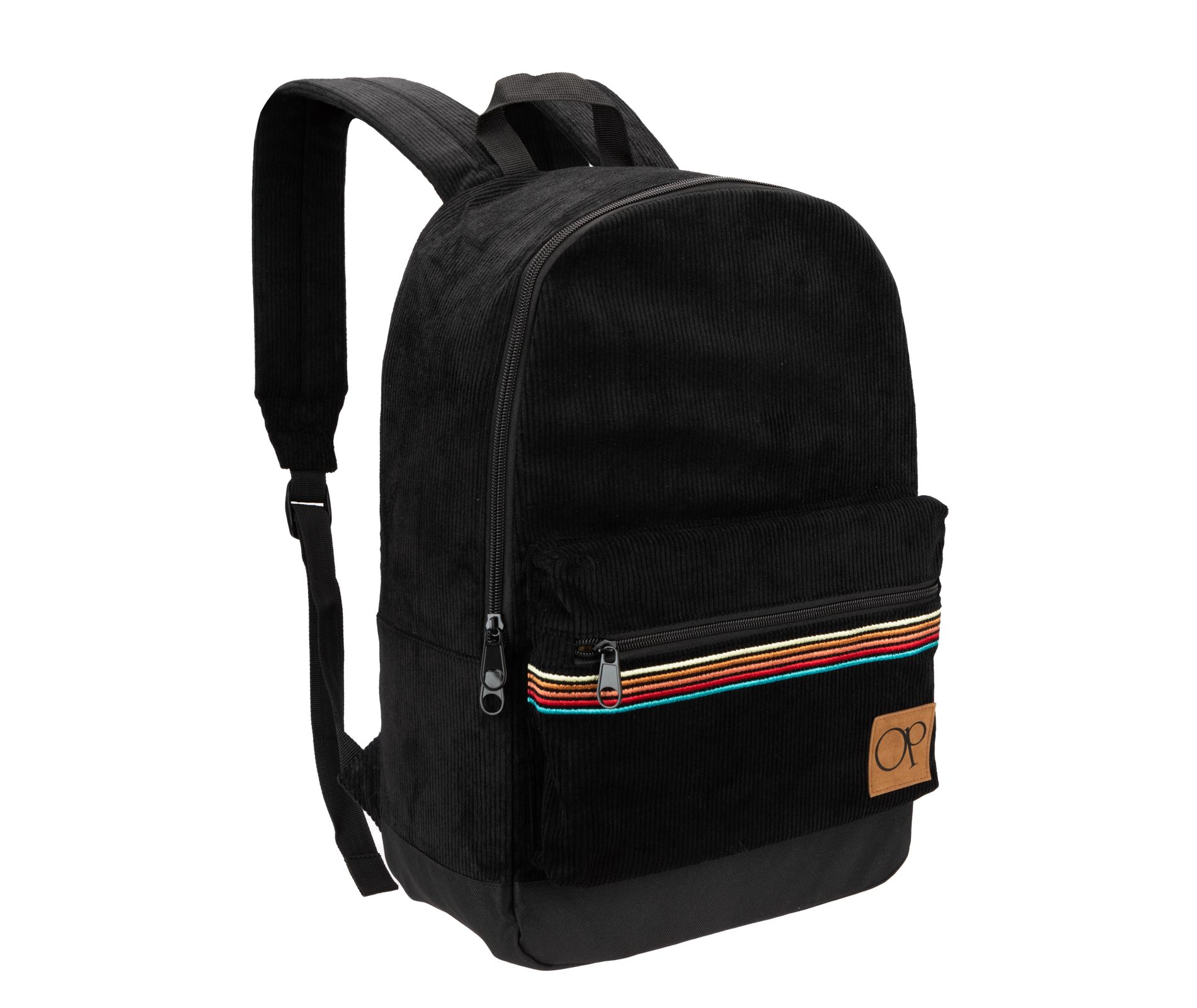 Ocean Pacific OG 18.5" Corduroy Backpack for Boy and Girl, Casual Daypack for Men Women, Fits 15.6 Inch Laptop (Black)
