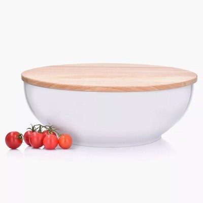 DUKA 12" Salad Bowl with Wood Cover/Stand