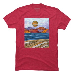 Men's Design By Humans Beach Landscape Stain Glass By Maryedenoa T-Shirt - 1 of 4