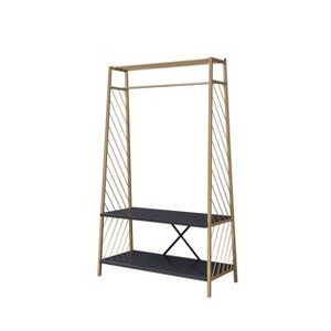 Acme Furniture Pahor Hall Tree Gold/Black: Entryway Organizer with Metal Frame, Storage Rack - 1 of 3