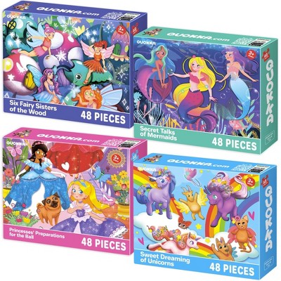 QUOKKA Puzzles for Kids Ages 4-6 - Set of 4x60 Jigsaw Puzzles for Toddlers 3-5