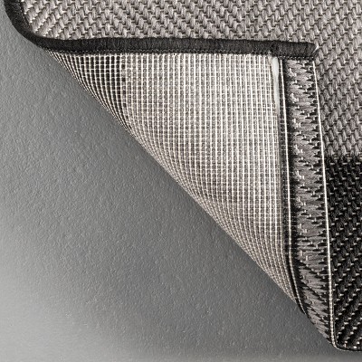 Alexis Black and Gray Striped 3' x 5' Outdoor Area Rug