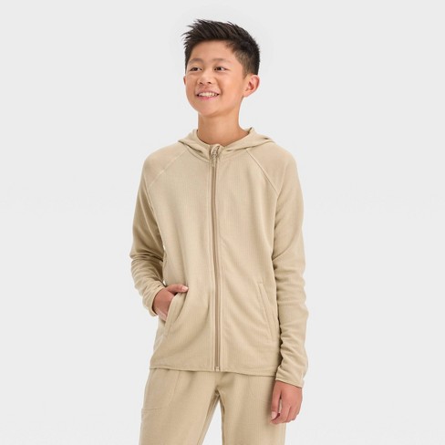 Boys' Waffle Hooded Sweatshirt - All In Motion™ Khaki S