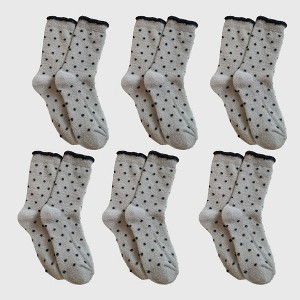 Anna-Kaci Women's 6pk Cozy Polka Dot Fuzzy Socks - Warm & Stylish Mid-Calf Socks for Winter Comfort - 1 of 3