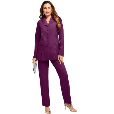 Roaman's Women's Plus Size Ten-button Pantsuit - 42 W, Purple : Target