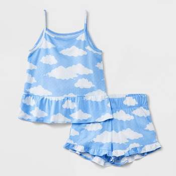 Girls' 2pc Pointelle Ruffle Tank Pajama Set - art class™