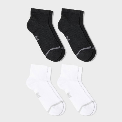 Women's 4pk Performance Texture Ankle Socks - All In Motion™ White/Black 4-10