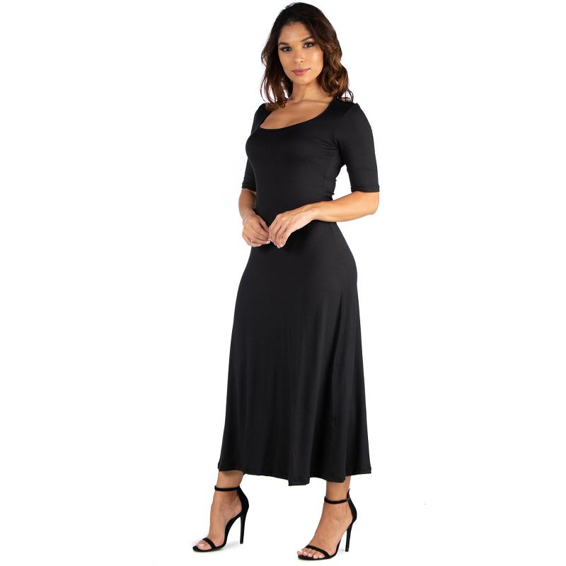 24seven Comfort Apparel Womens Casual Maxi Dress With Sleeves, 2 of 5