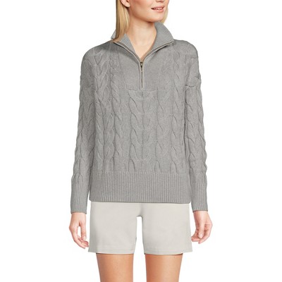 Lands' End Women's Drifter Cotton Quarter Zip Pullover Sweater