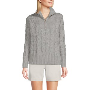 Lands' End Women's Drifter Cotton Quarter Zip Pullover Sweater - 1 of 3
