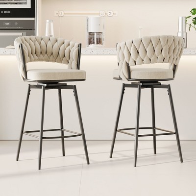 NicBex 360° Swivel Bar Stools Set of 2,Counter Height Bar Stools with Padded Backrest,Island Chairs with Metal Footrest,Bar Chairs for Home,Bars