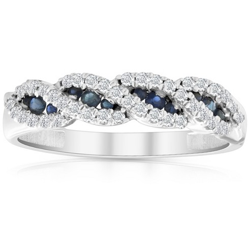 Pompeii3 1/3 Ct Blue Sapphire & Diamond Ladies Swirl Wedding Ring 10k White Gold - image 1 of 4