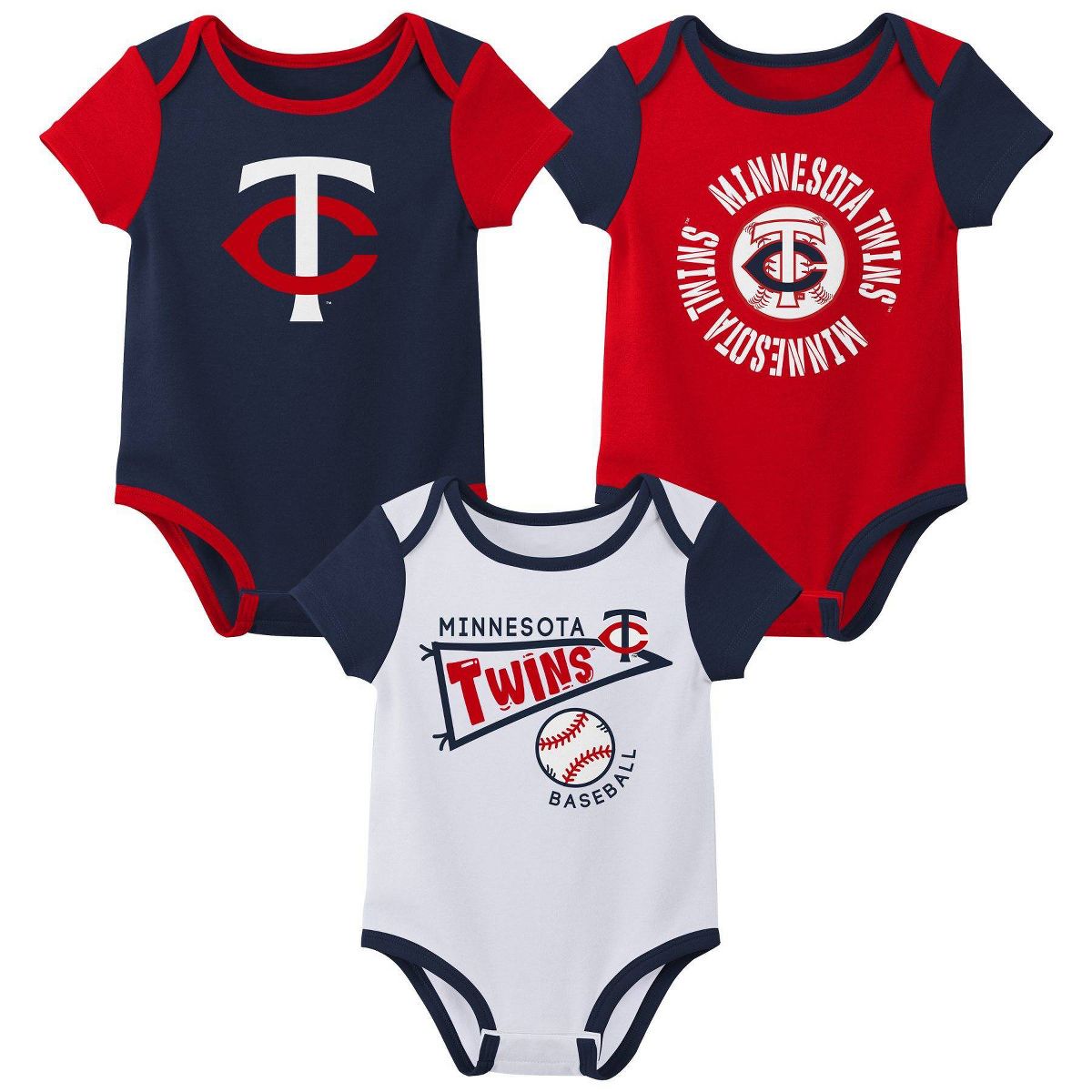 MLB Minnesota Twins Baby 3-pack Bodysuits