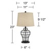 360 Lighting Hudson Rustic Table Lamps 23" High Set of 2 Bronze Metal Glass Cream Burlap Linen Drum Shade for Bedroom Living Room Bedside Nightstand - 4 of 4