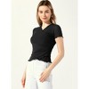 Allegra K Women's Mesh Sheer V Neck Cross Wrap Short Sleeve Ruffled Summer Top - 3 of 4
