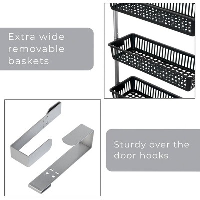 Smart Design 8-Tier Over The Door Hanging Pantry Organizer with 6 full Baskets and 2 Deep Baskets: Steel Kitchen Storage, Black — фото 4