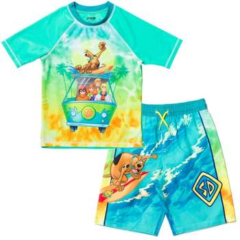 Scooby-Doo Shaggy Daphne Fred Velma Rash Guard and Swim Trunks Outfit Set Little Kid to Big Kid 