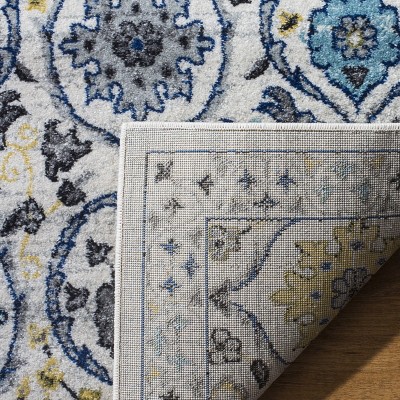 Ivory and Blue 8' x 10' Synthetic Hand-Knotted Area Rug