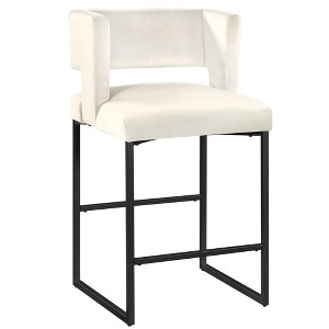 Best Master Furniture,Lynx Black Velvet Bar Stools (Set of 2) - 1 of 3