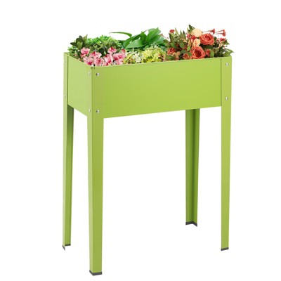 Green Steel Outdoor Elevated Garden Planter with Legs 24.5" x 12.5" x 31.5"