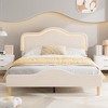 Upholstered Bed Frame with Adjustable Headboard and Footboard, Velvet Princess Platform Bedframe for Kids/Girls - 3 of 4