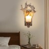 YIYIBYUS Retro Brown Antler Wall Sconce with Resin Shade for Bedroom - 2 of 4