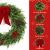 24" Christmas Wreath for Front Door, Large Artificial Winter Wreath with Berries Ball Ornaments for Fireplace Window Wall Indoor Outdoor Decor - 3 of 4